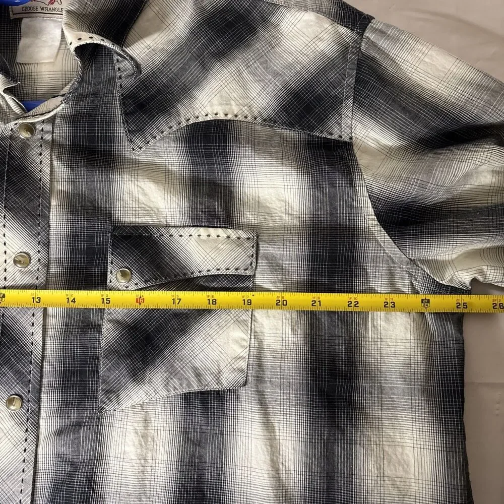 Wrangler Men's Plaid Pearl Snap Shirt Western American Cowboy, Size XL